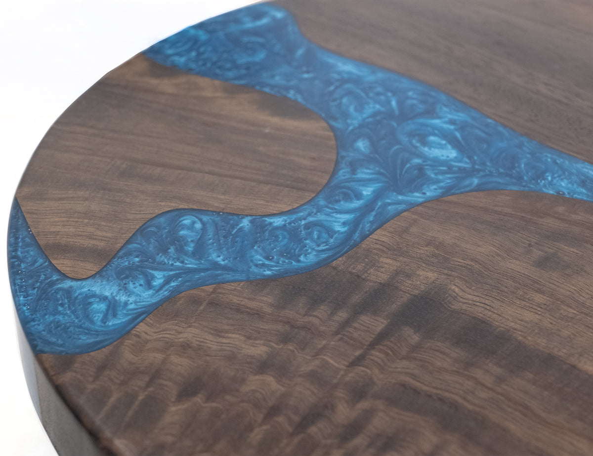 Zaphiro Chairside Table, Brown - Parota/Mango & Resin