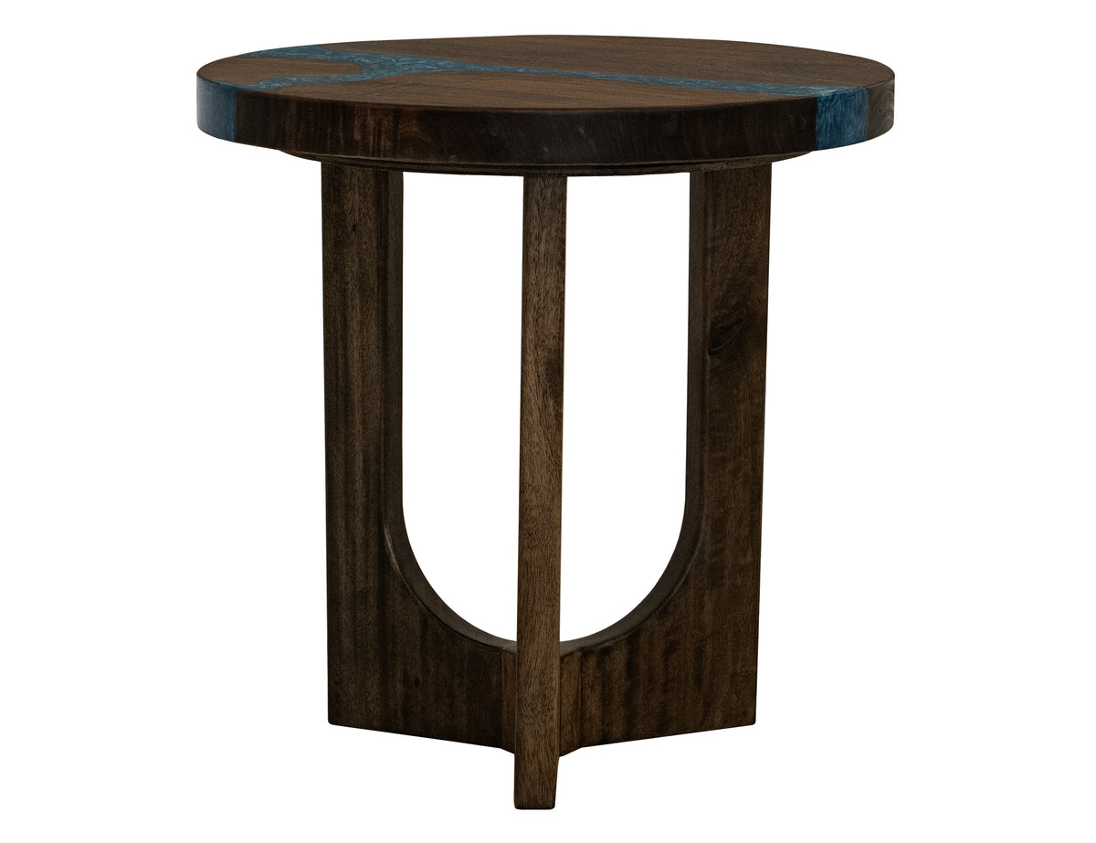 Zaphiro End Table, Brown - Parota/Mango & Resin