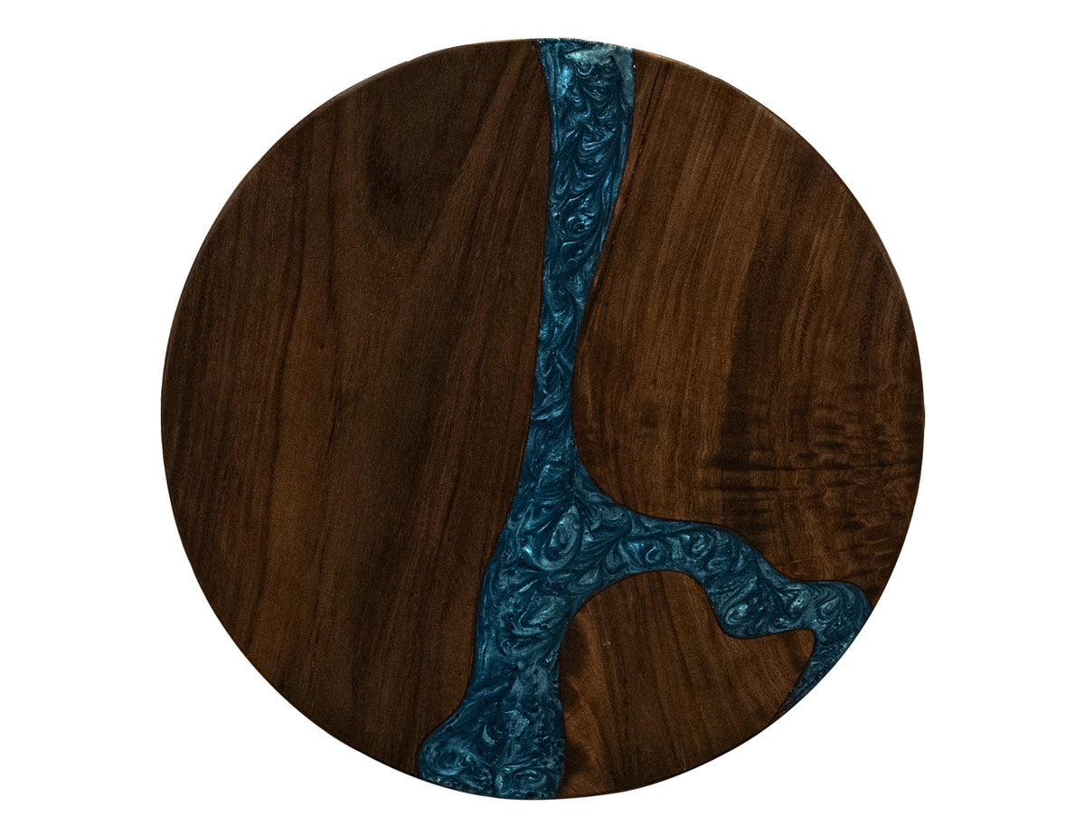 Zaphiro End Table, Brown - Parota/Mango & Resin