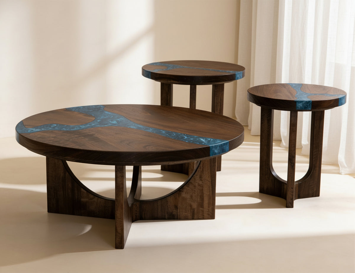 Zaphiro Cocktail Table, Brown - Parota/Mango & Resin