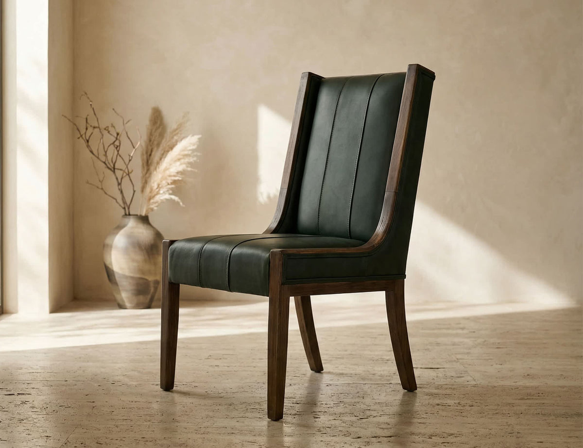 Balam Upholstered Chair, Black, (100% Leather)