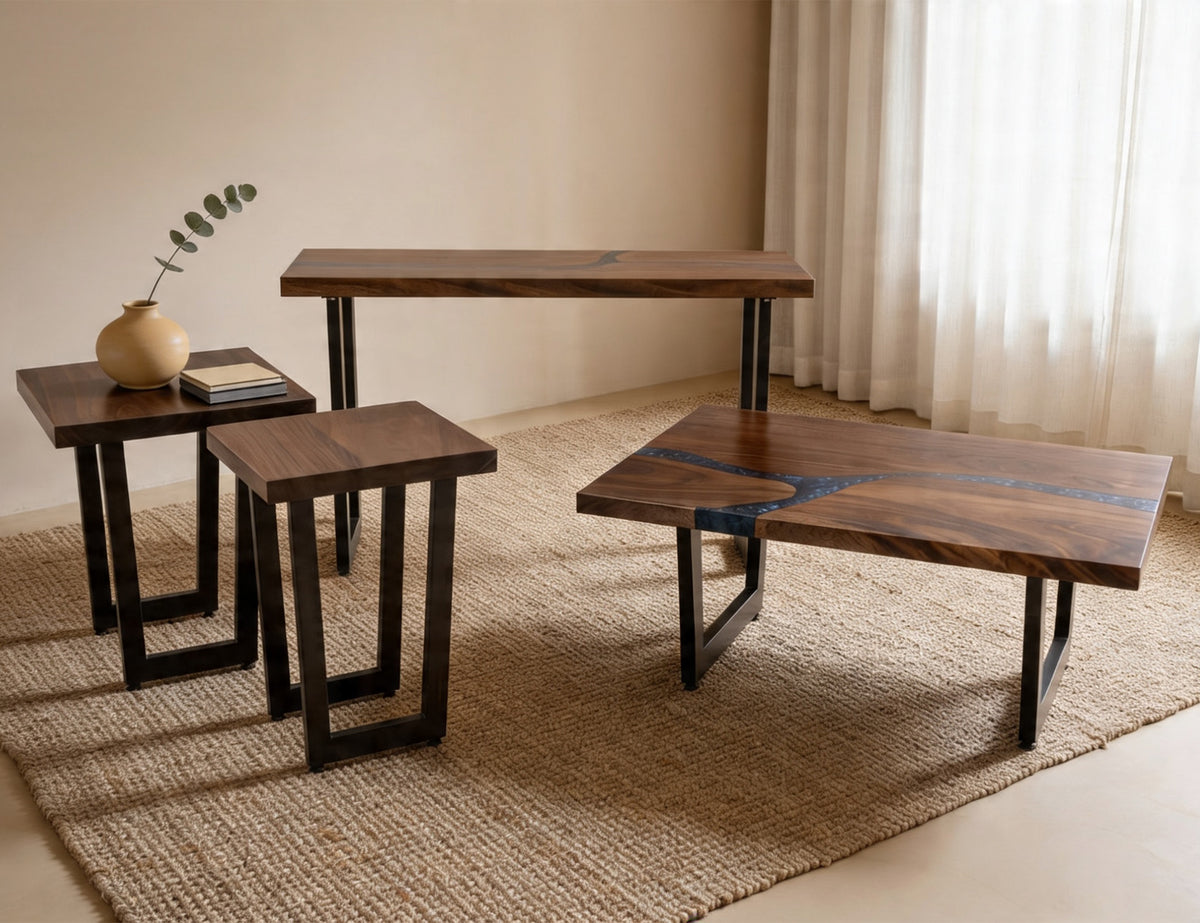Zaphiro Cocktail Table, Brown - Parota & Resin
