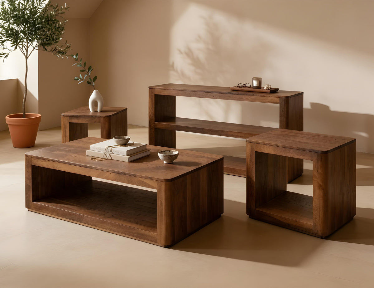 Balam Sofa Table, Brown, 2 Shelf