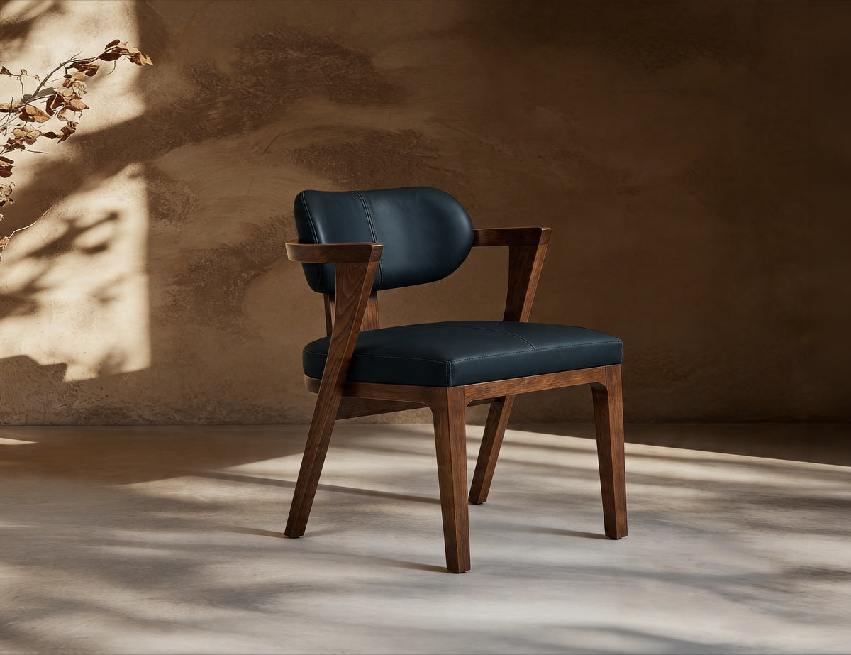 Zaphiro Upholstered Chair, Blue, (100% Leather)