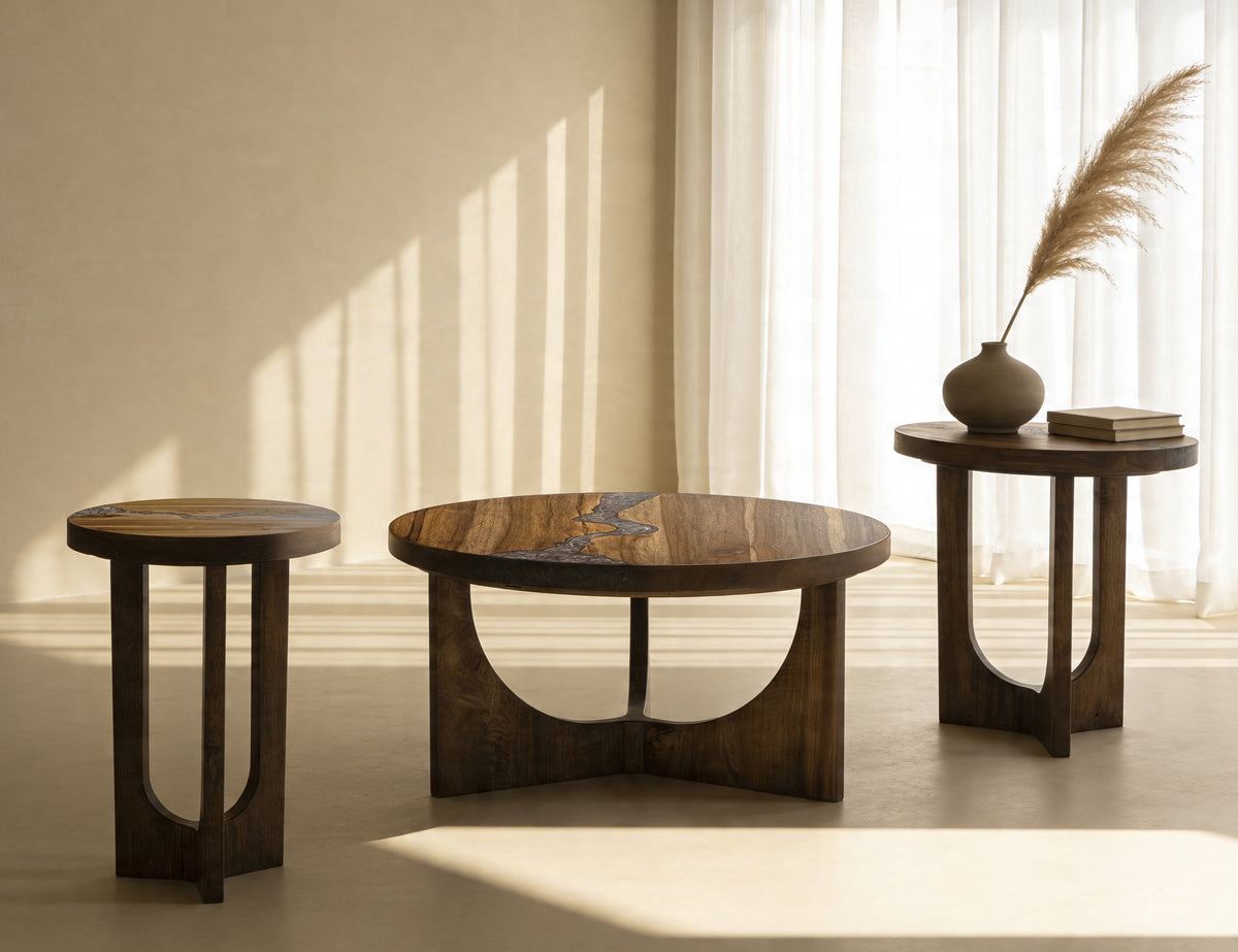 Silver Cocktail Table, Brown
