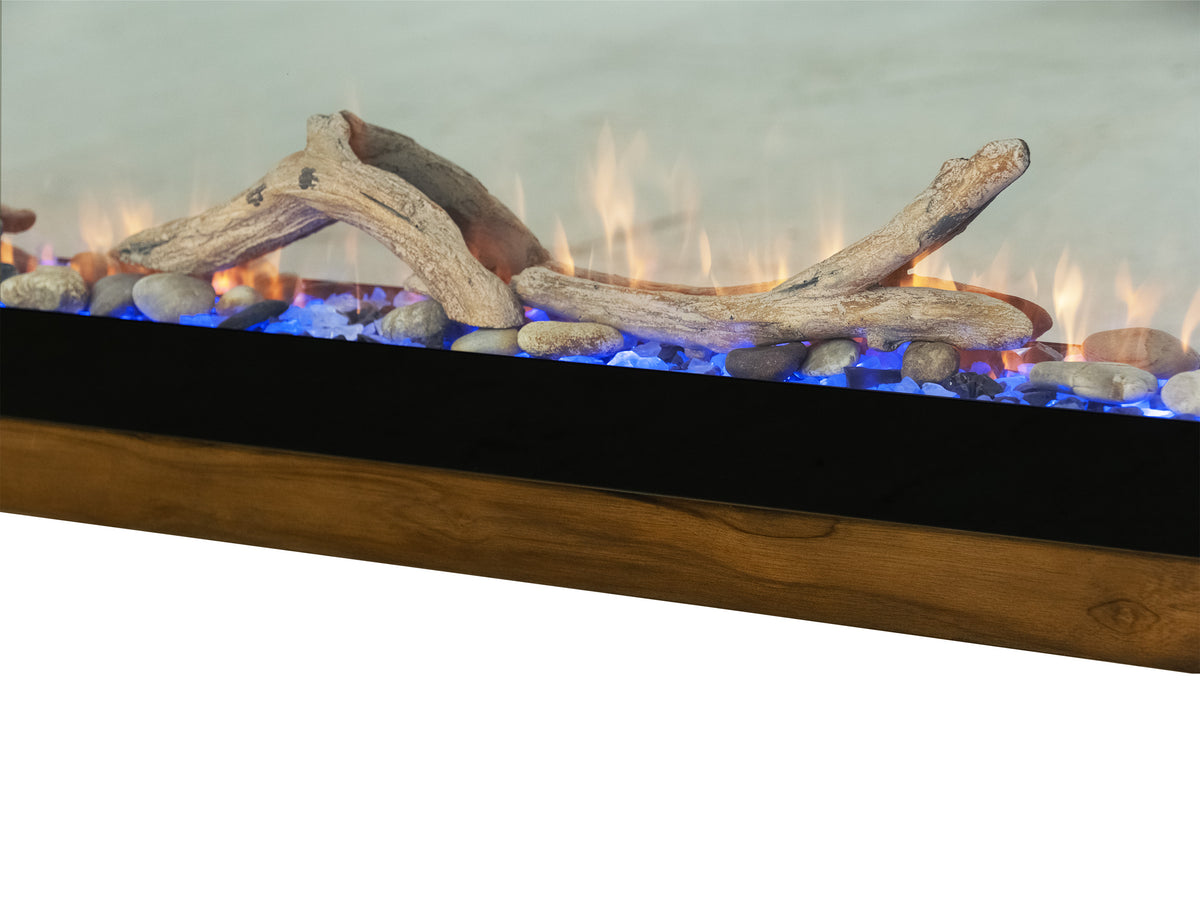 Natural Teca Console for Fire Place, Brown, Console 94" Electric Fireplace compatible