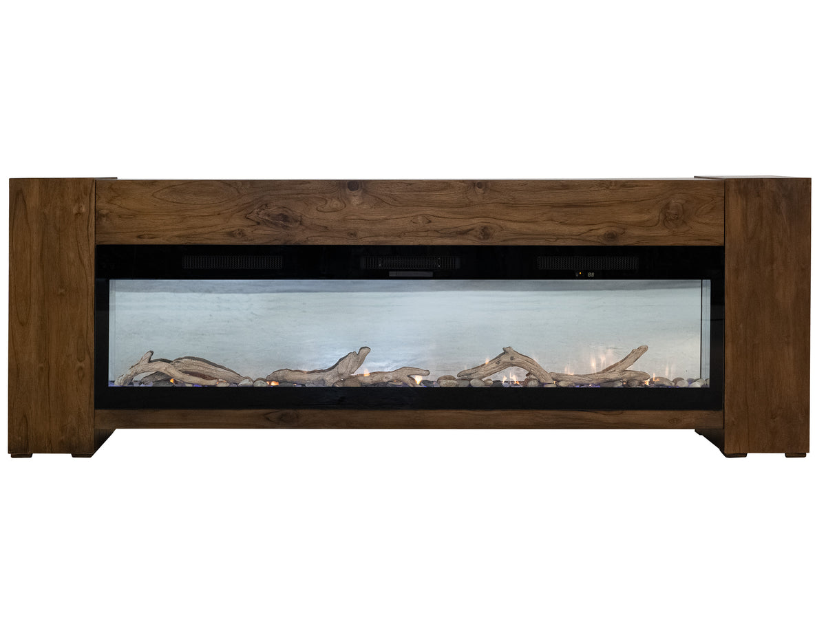 Natural Teca Console for Fire Place, Brown, Console 94" Electric Fireplace compatible