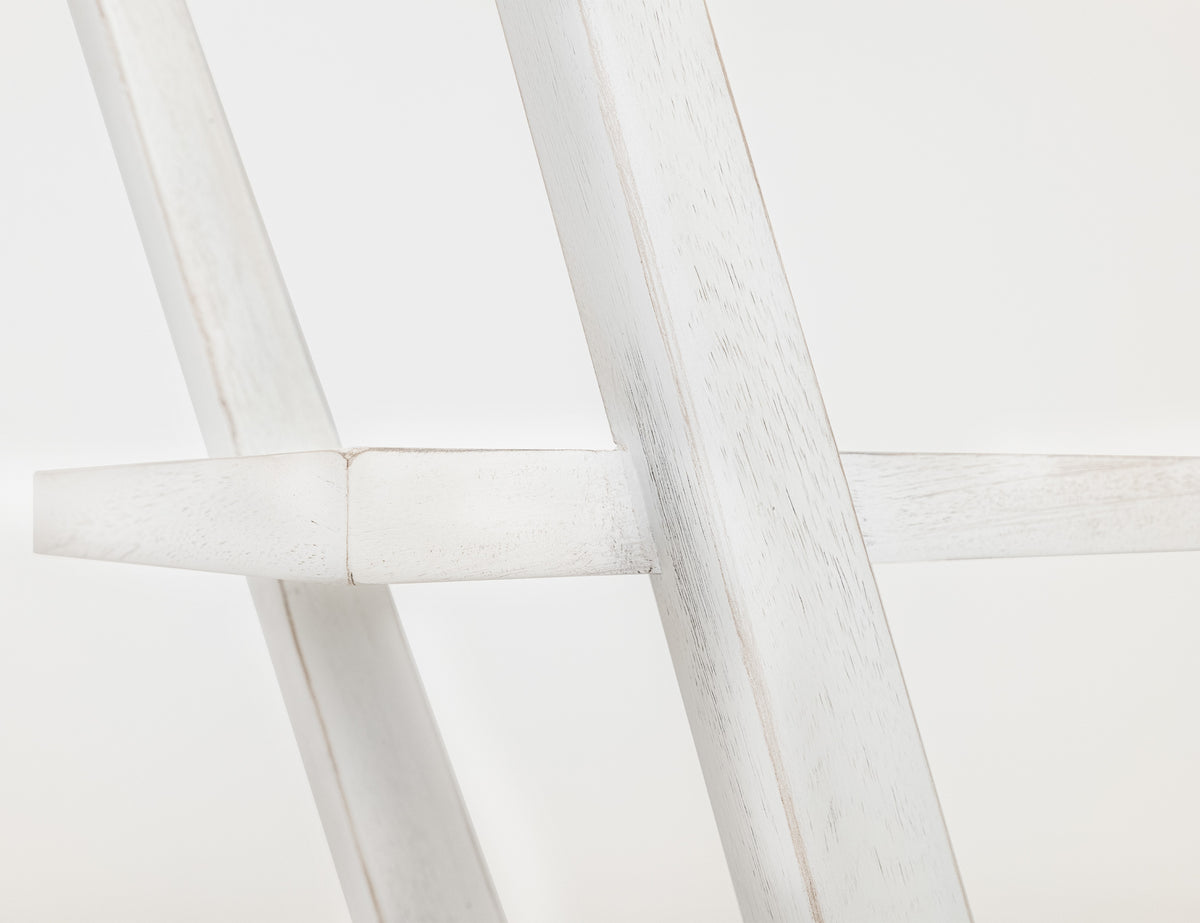 Moka White Bookcase, 4 Shelves, X-Shaped Étagère Bookcase Moka White
