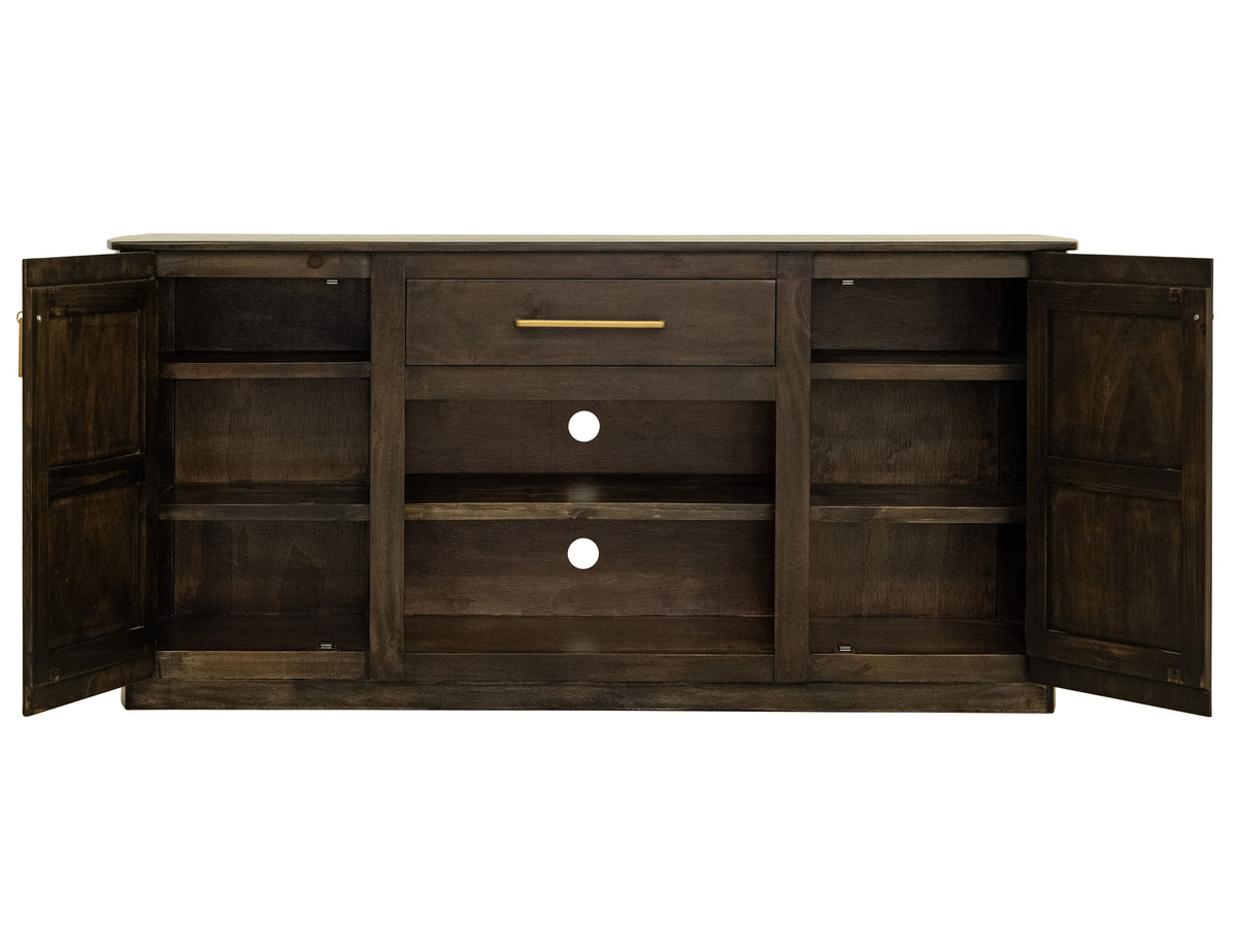 Dark Mezquite TV Stand for Fire Place, Dark Brown, 1 Drawer & 2 Door