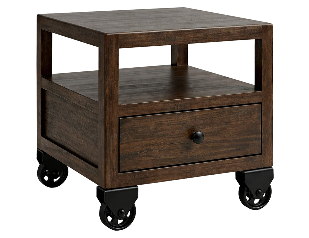 Oslo Chairside Table, Black, 1 Drawer , Chairside Table , 1 Shelf