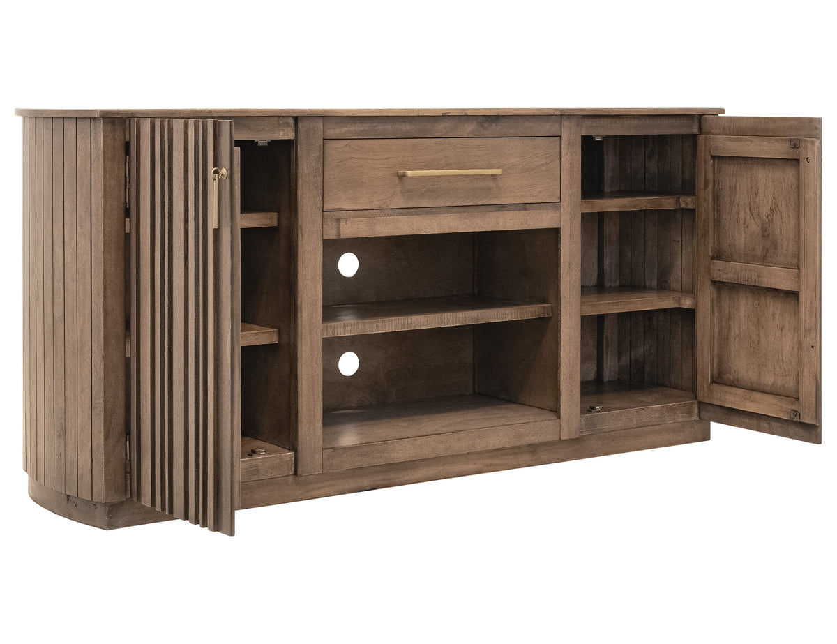 Mezquite TV Stand for Fire Place, Brown, 1 Drawer & 2 Door