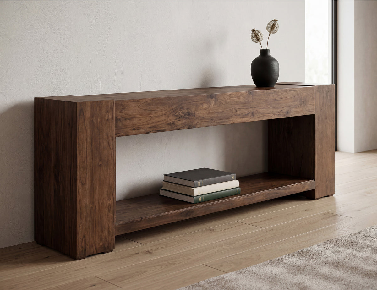 Natural Teca Console for Fire Place, Brown, Console 94" Electric Fireplace compatible