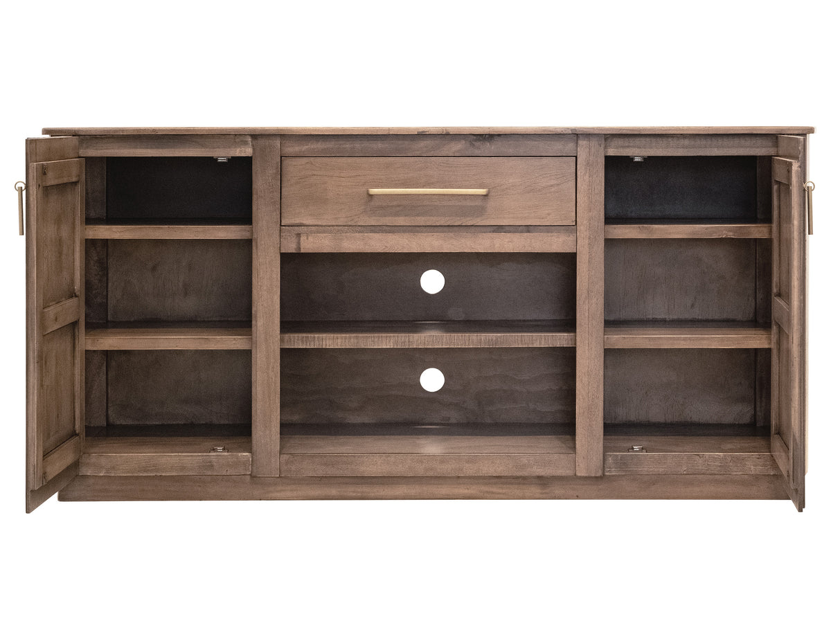 Mezquite TV Stand for Fire Place, Brown, 1 Drawer & 2 Door