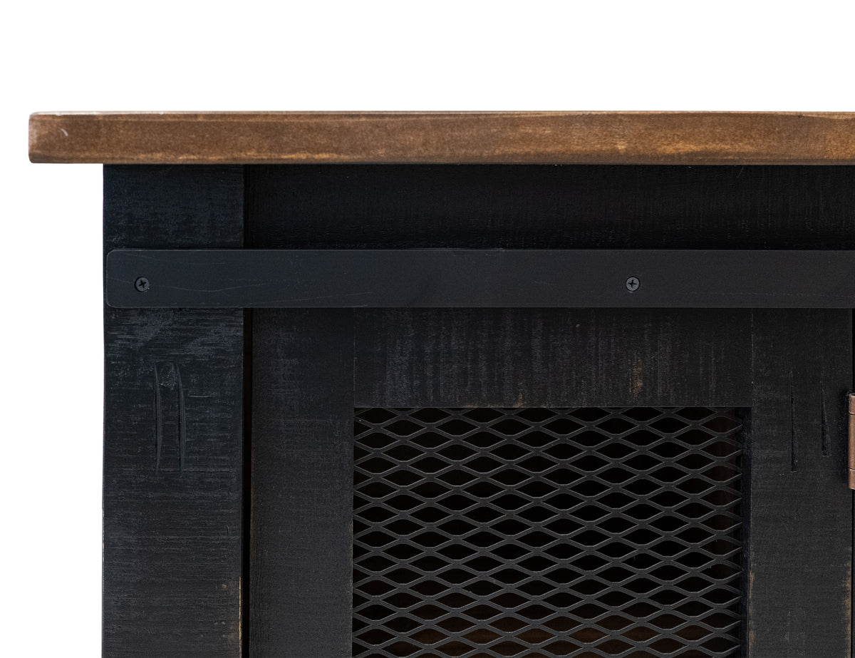 Pueblo TV Stand, Black, 2 Sliding Doors, 2 Mesh Doors 70"