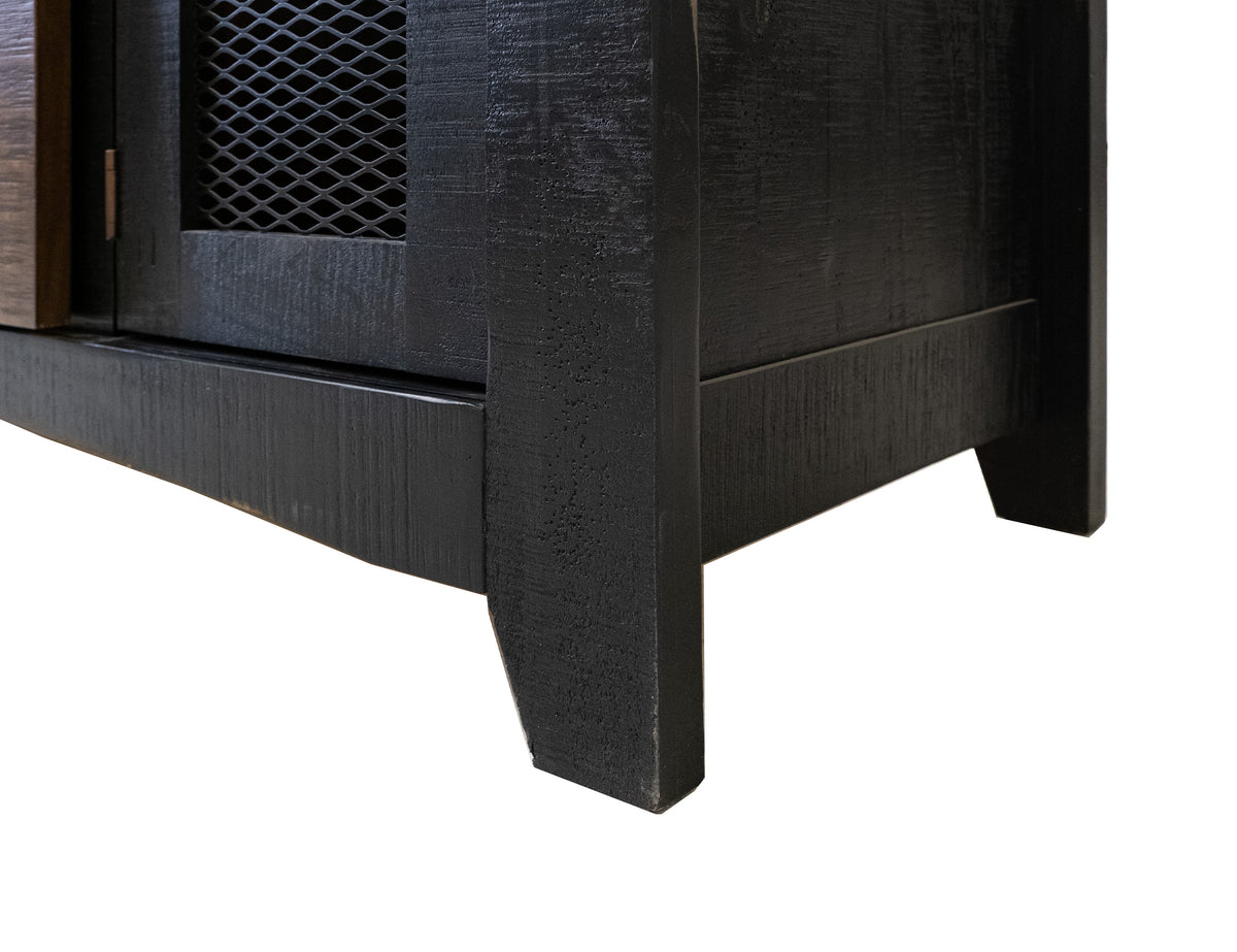 Pueblo TV Stand, Black, 2 Sliding Doors, 2 Mesh Doors 60"