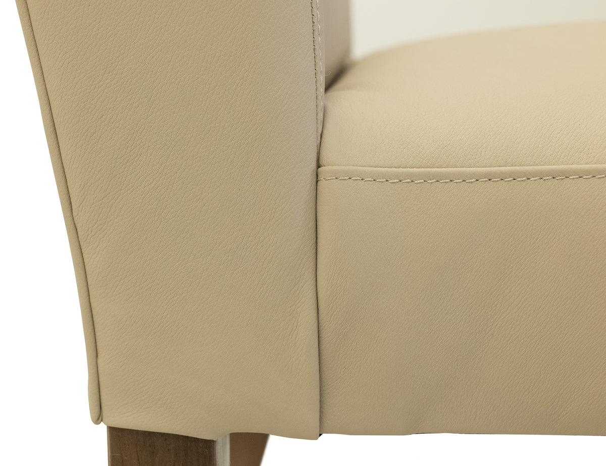 Silver Upholstered Chair, Ivory, (100% Leather) - Melina & Fabric