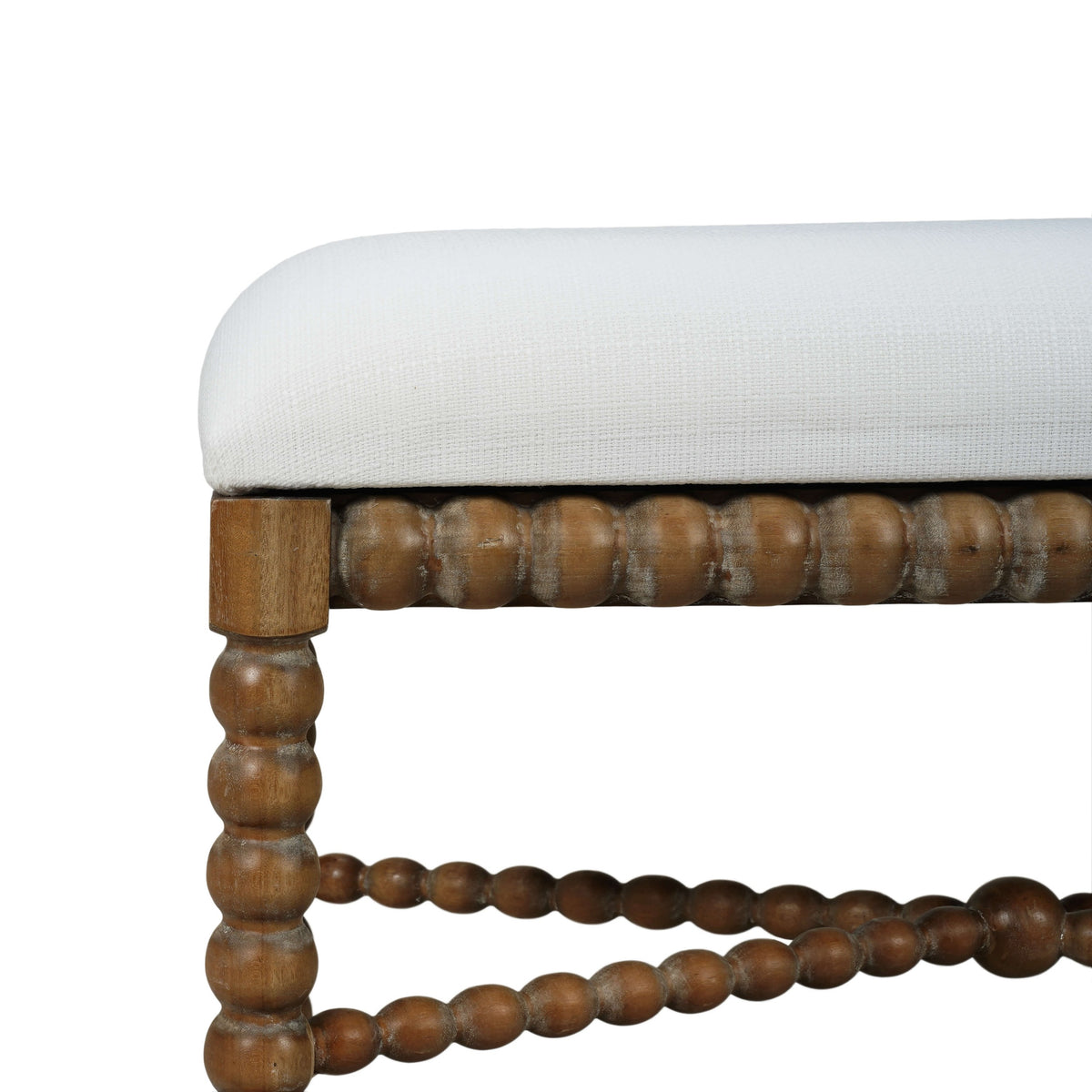 Cholet Bench Medium in Straw Wash w/ Arctic White Performance Fabric