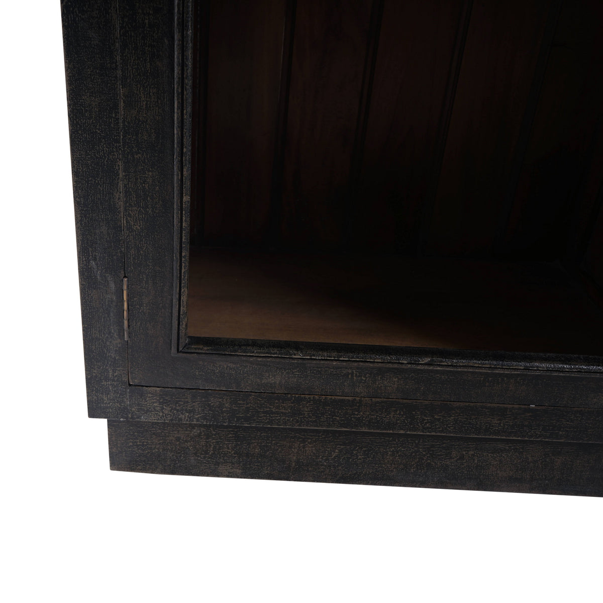 Vannes 2 Door Display Cabinet w/ Glass Shelves in Vintage Black w/ Straw Wash Interior