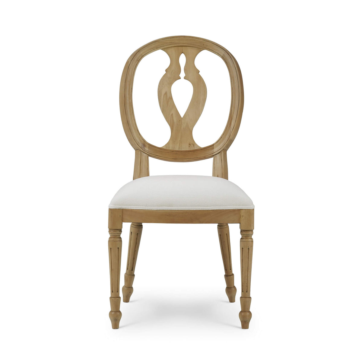 Fiona Dining Chair in Fruitwood w/ Upholstered Seat in Arctic White Performance Fabric