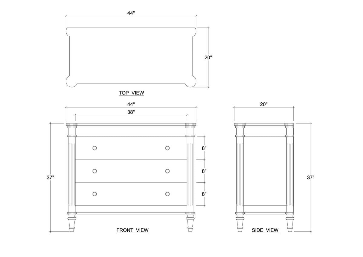 Kelly 3 Drawer Dresser in Sandbar