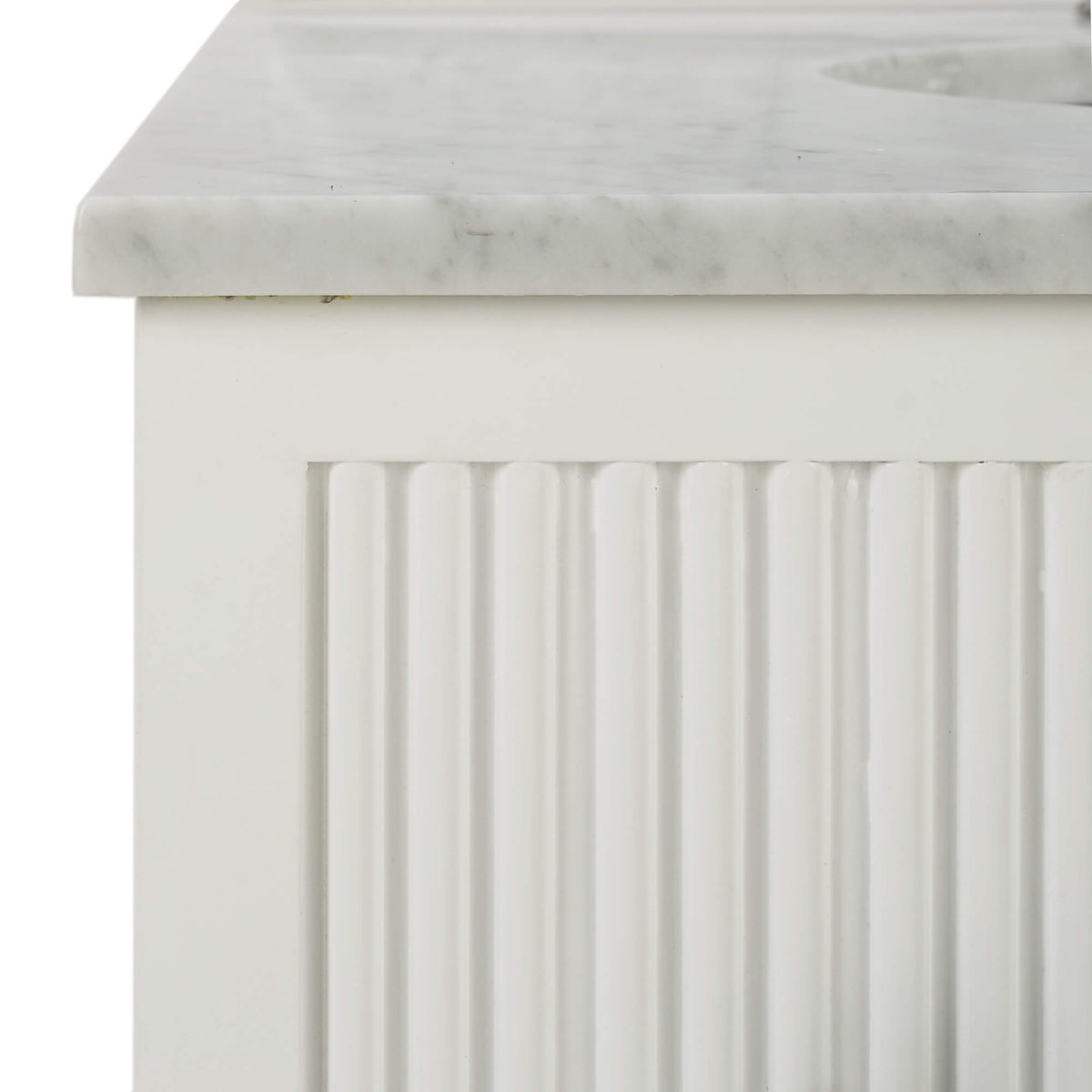 Kraton Single Vanity in True White w/ Sink & Marble Top