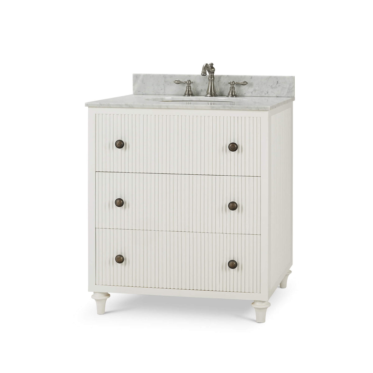 Kraton Single Vanity in True White w/ Sink & Marble Top