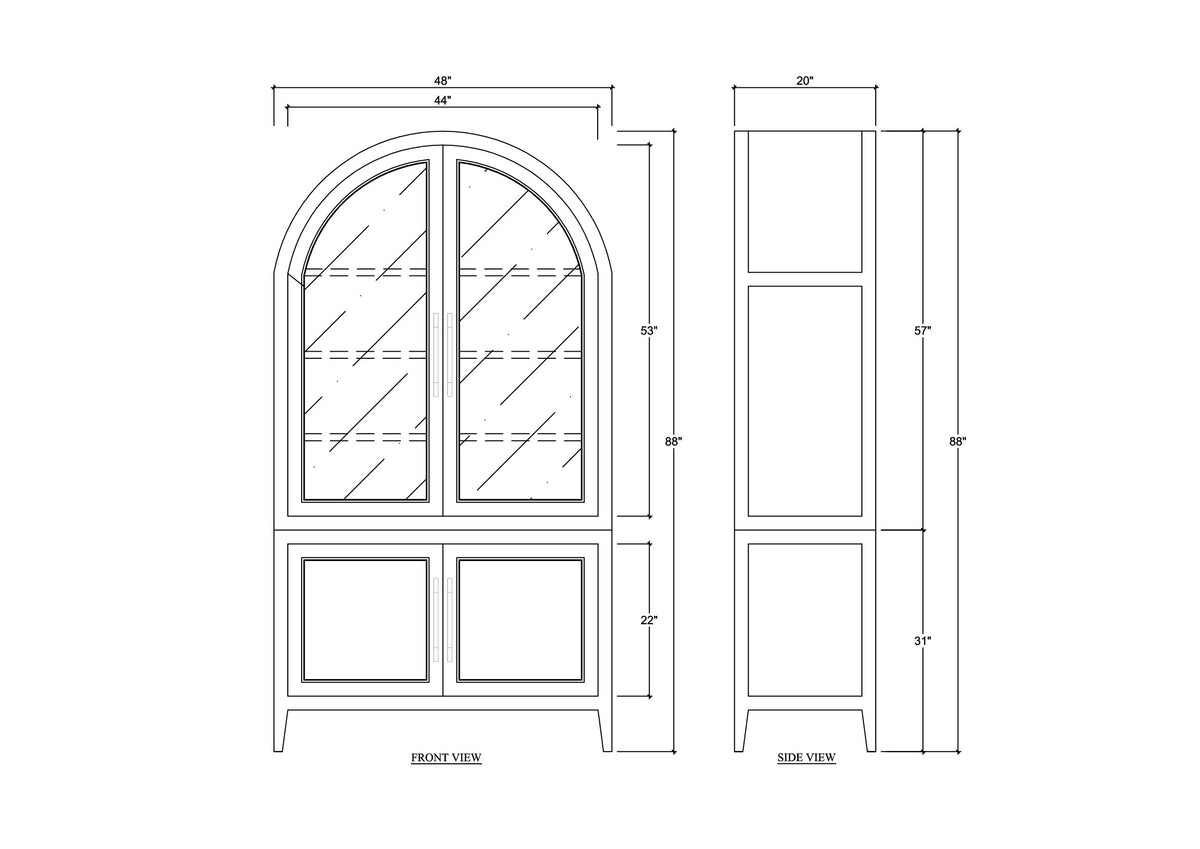 Lumina Glass Cabinet in Walnut w/ Putty Interior