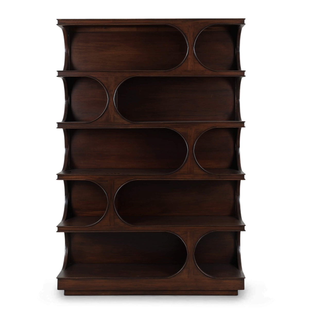 Vannes Crescent Bookcase in Matt Teak Brown