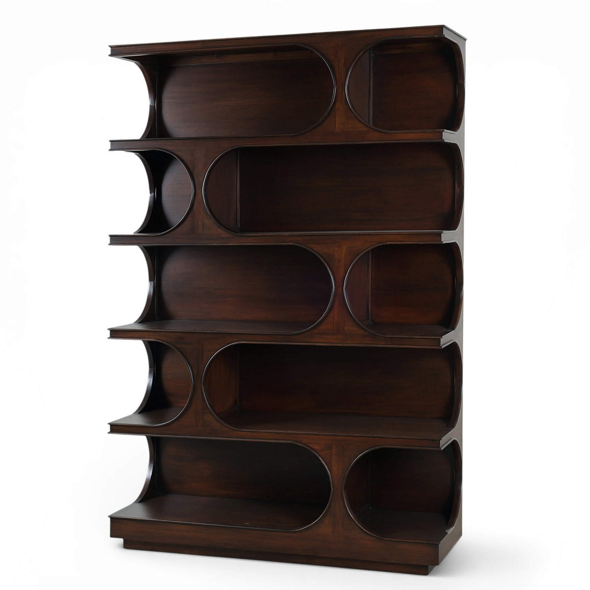 Vannes Crescent Bookcase in Matt Teak Brown