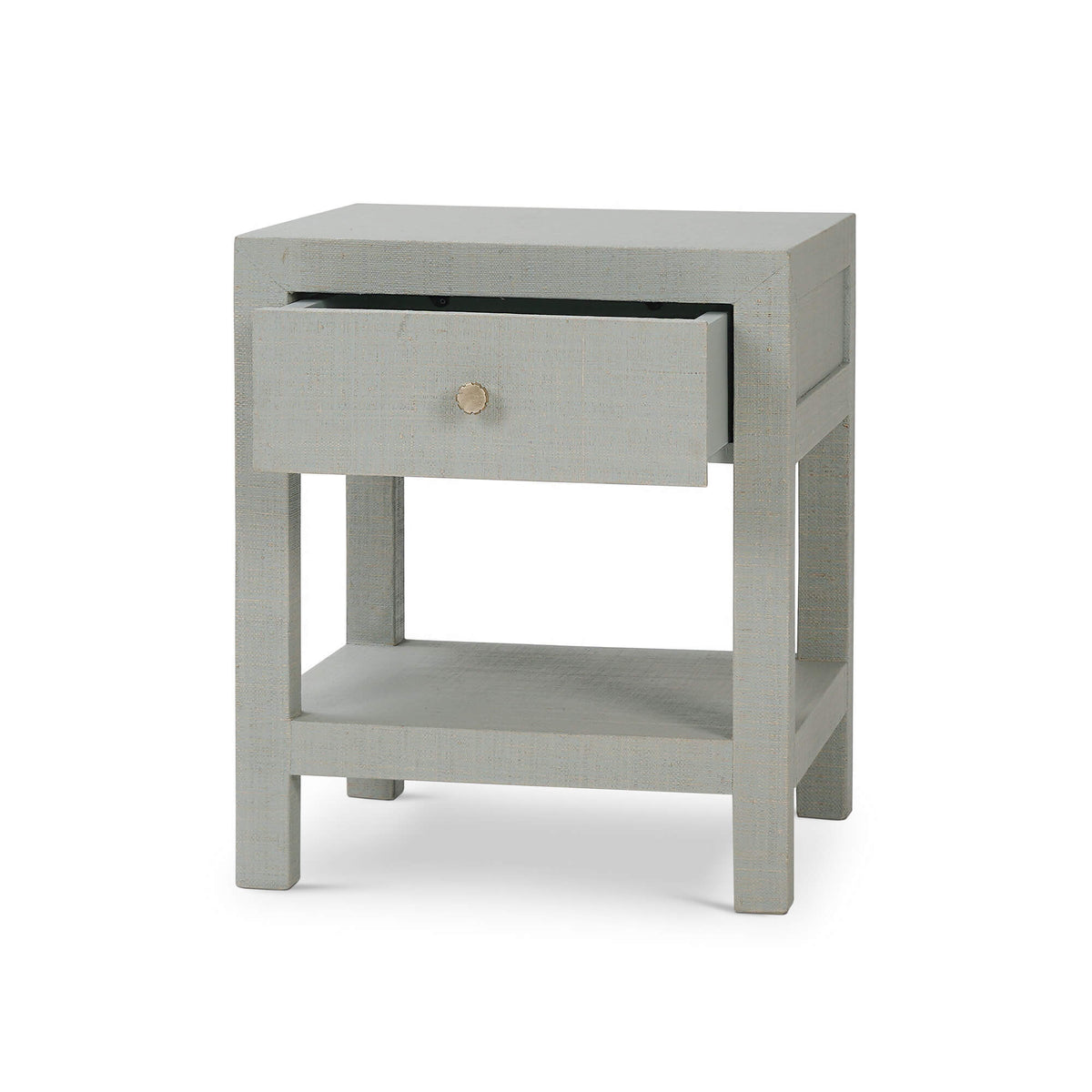 Kagu 1 Drawer Nightstand Wrapped in Raffia Pale Blue Wash