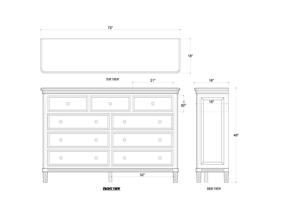 Hayward 9 Drawer Dresser in Fruitwood