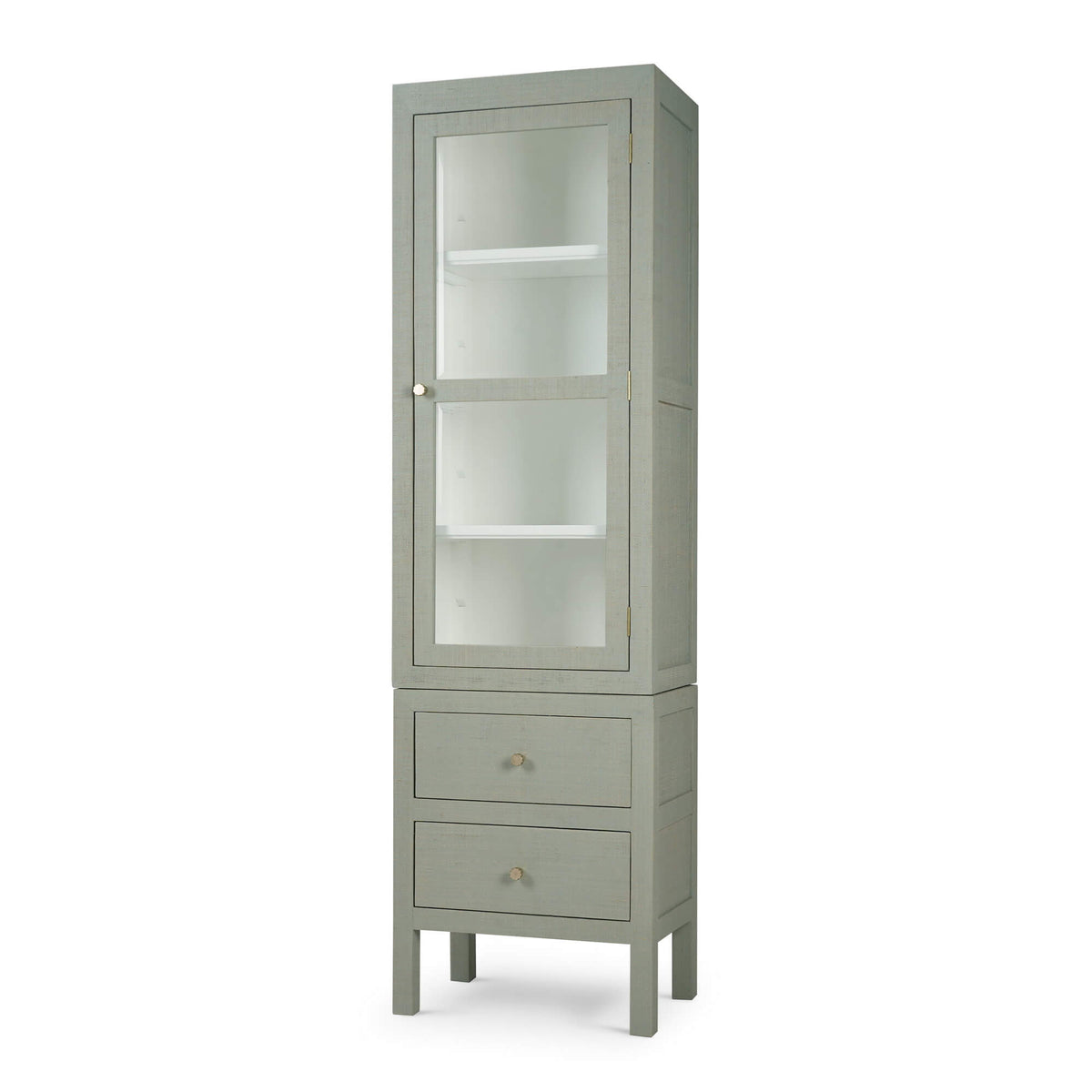 Kagu Tall Cabinet Wrapped in Raffia Pale Blue w/ True White Interior