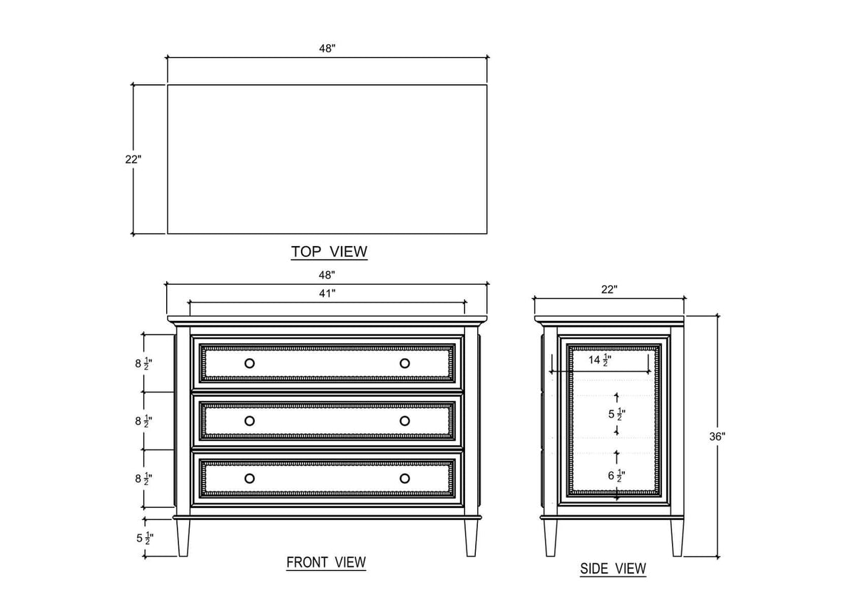 Vivienne 3 Drawer Dresser in Walnut