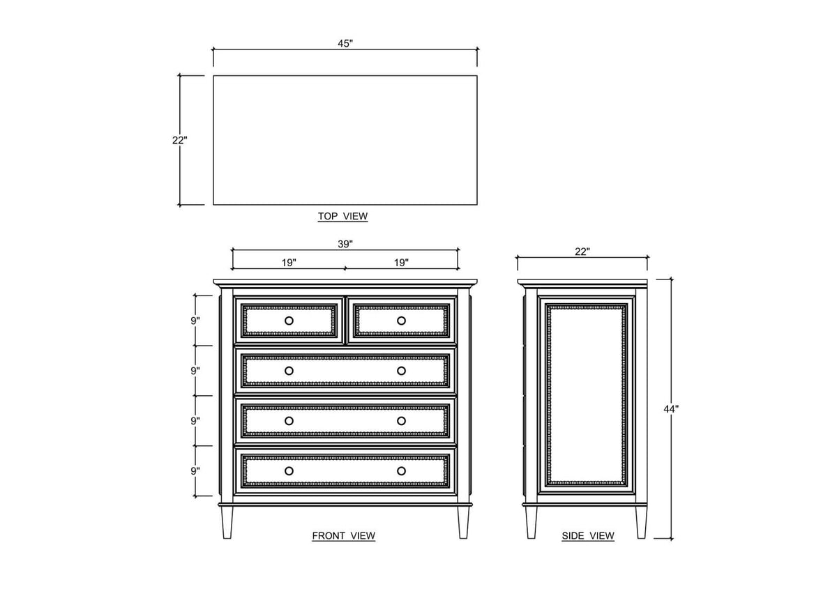 Vivienne 5 Drawer Dresser in Walnut