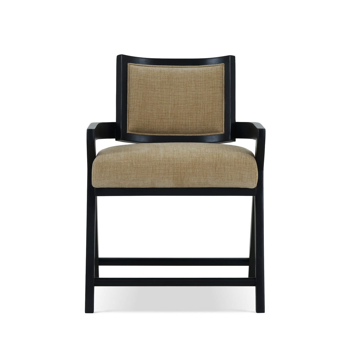 Pierre Dining Chair in Batavia Black w/ Upholstered Back w/ Thames French Yellow Performance Fabric
