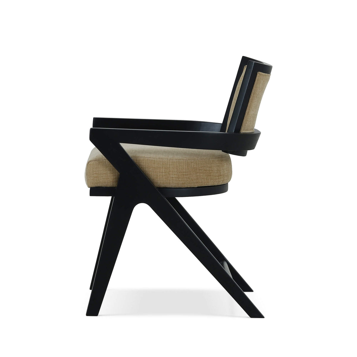 Pierre Dining Chair in Batavia Black w/ Upholstered Back w/ Thames French Yellow Performance Fabric