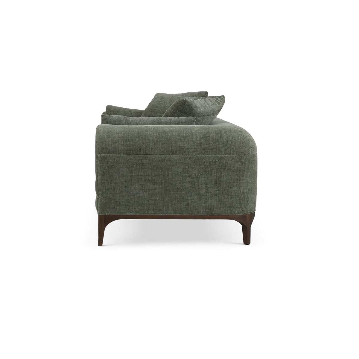 Arcadia Sofa in Walnut w/ Thames Moss Green Performance Fabric