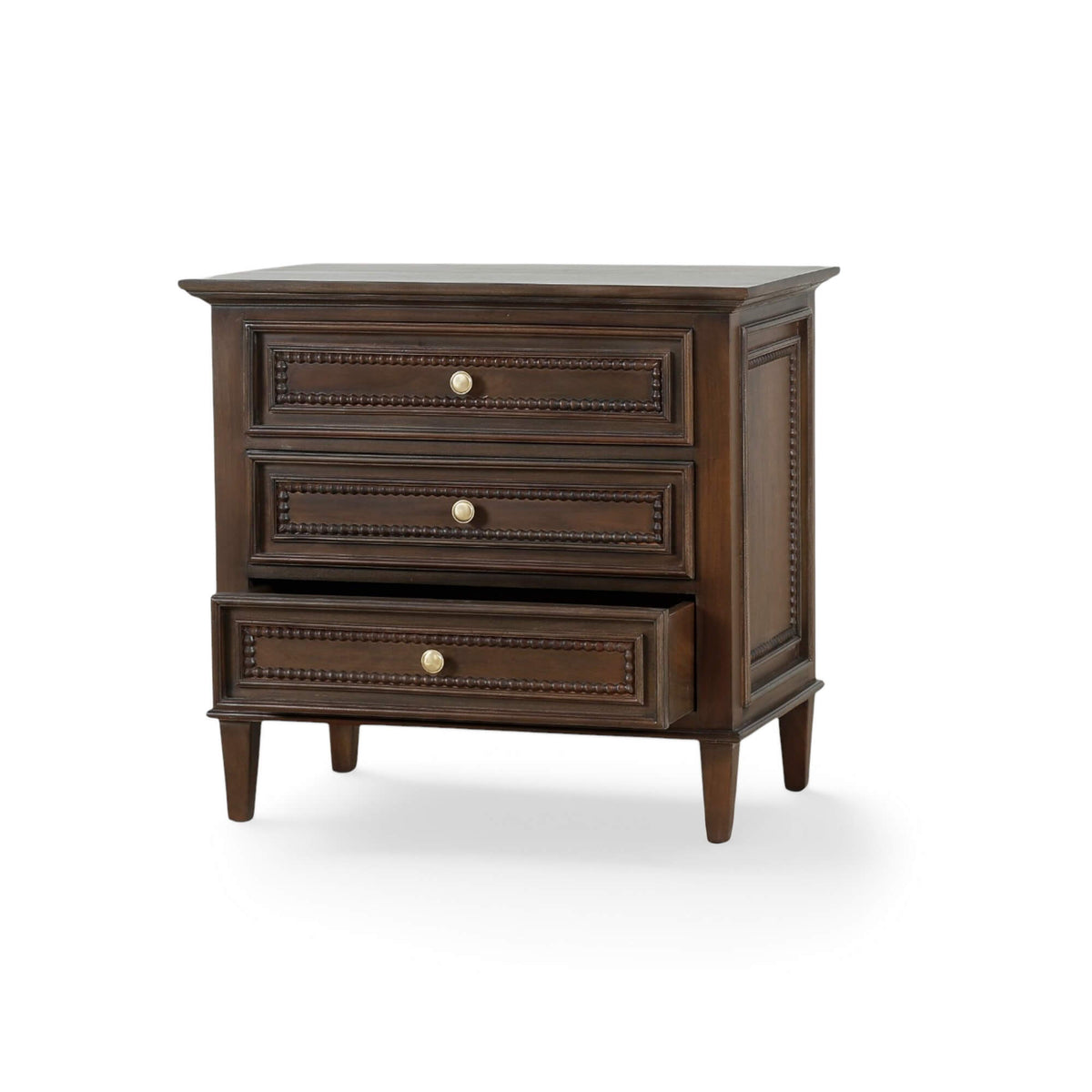 Vivienne 3 Drawer Bedside Large Table in Walnut