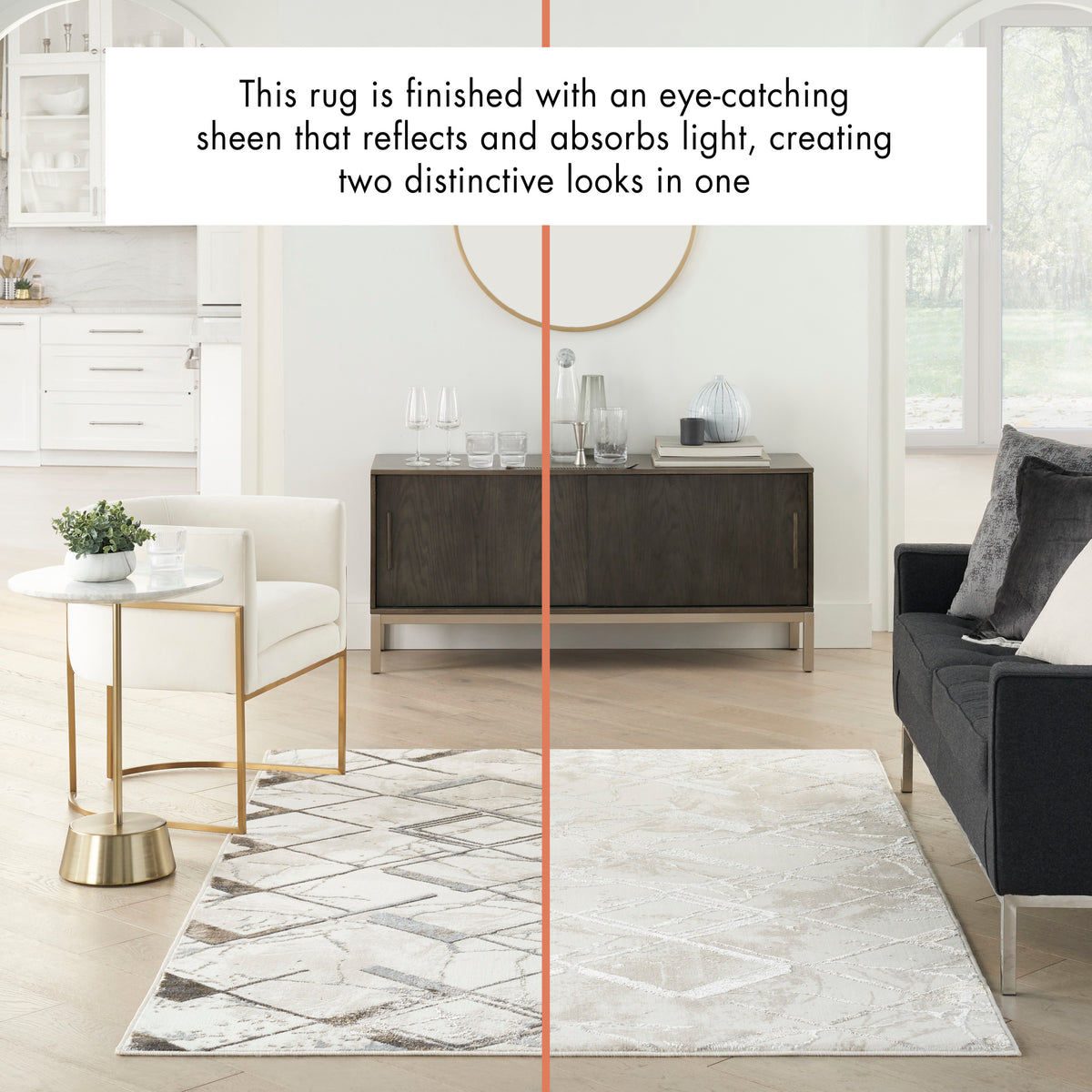 Glitz GLZ02 Ivory Grey Rug