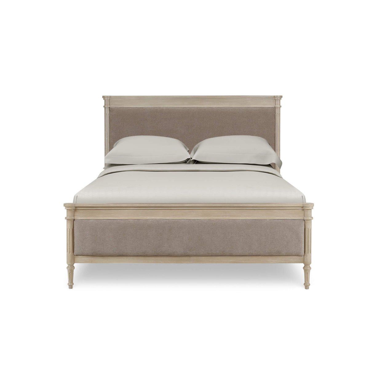 Kelly Queen Bed in Sandbar w/ Taupe Velour Performance Fabric