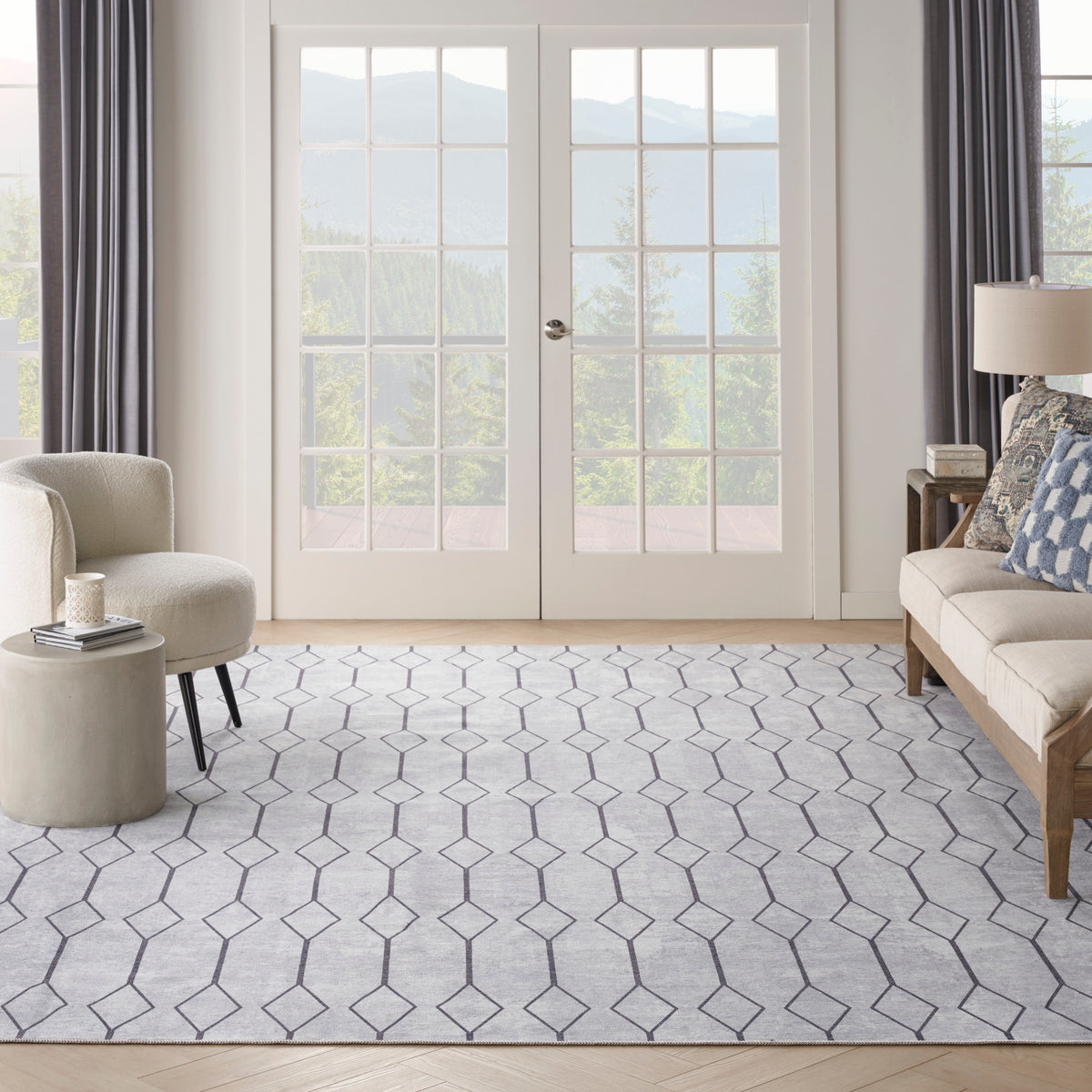 New Concept Washables SR107 Ivory Grey Rug