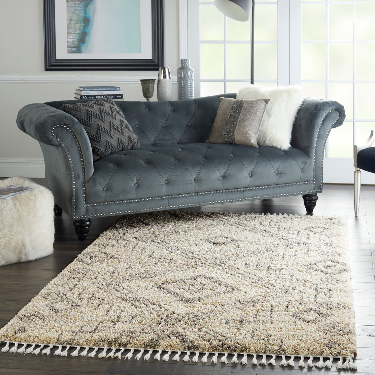 Oslo Shag OSL02 Ivory/Grey Rug