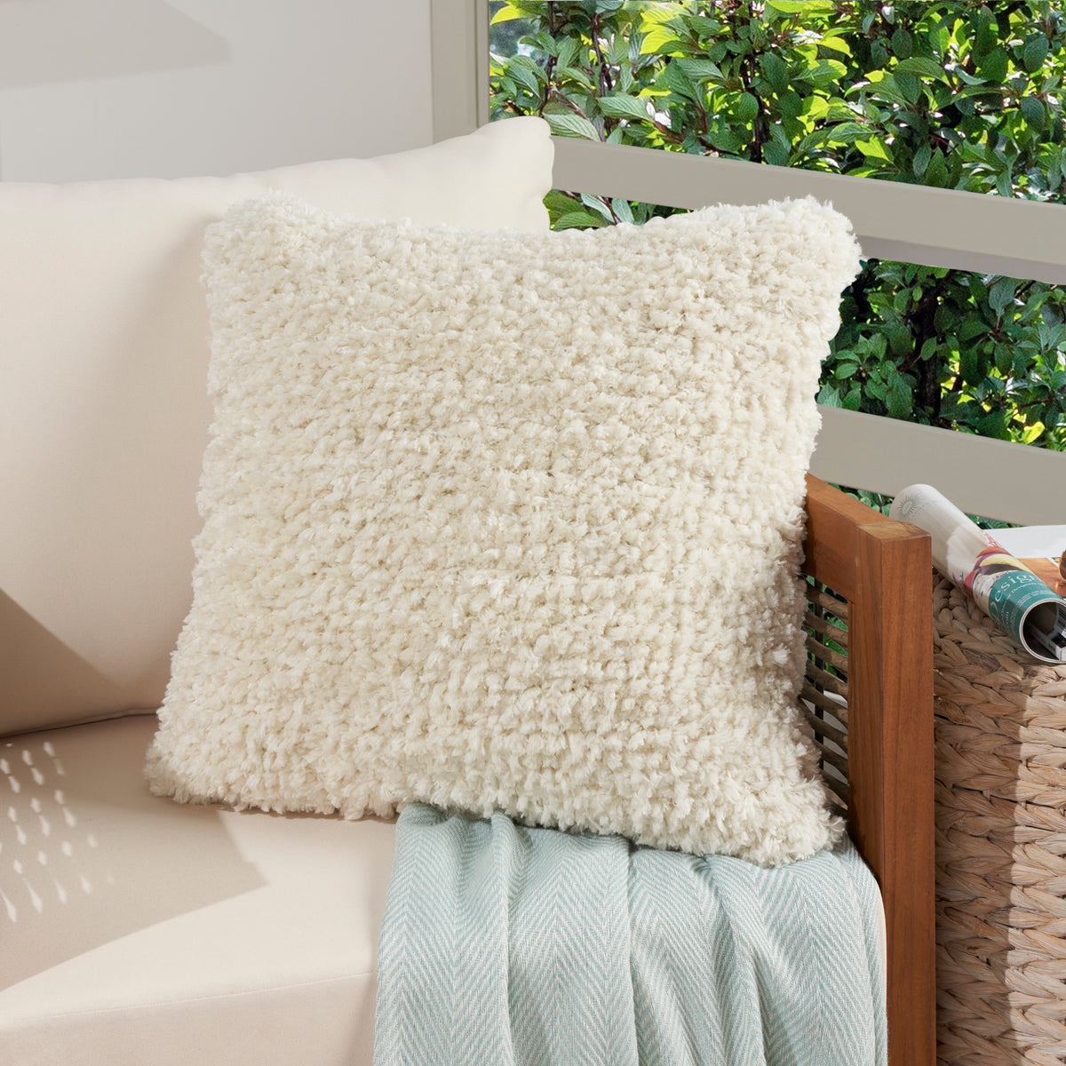 Outdoor Pillows VJ011 Ivory 18" x 18" Throw Pillows