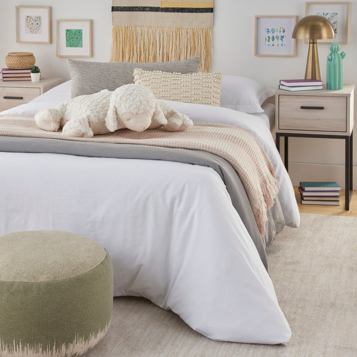 Plush Lines N2645 Ivory 18" x 22" Throw Pillows