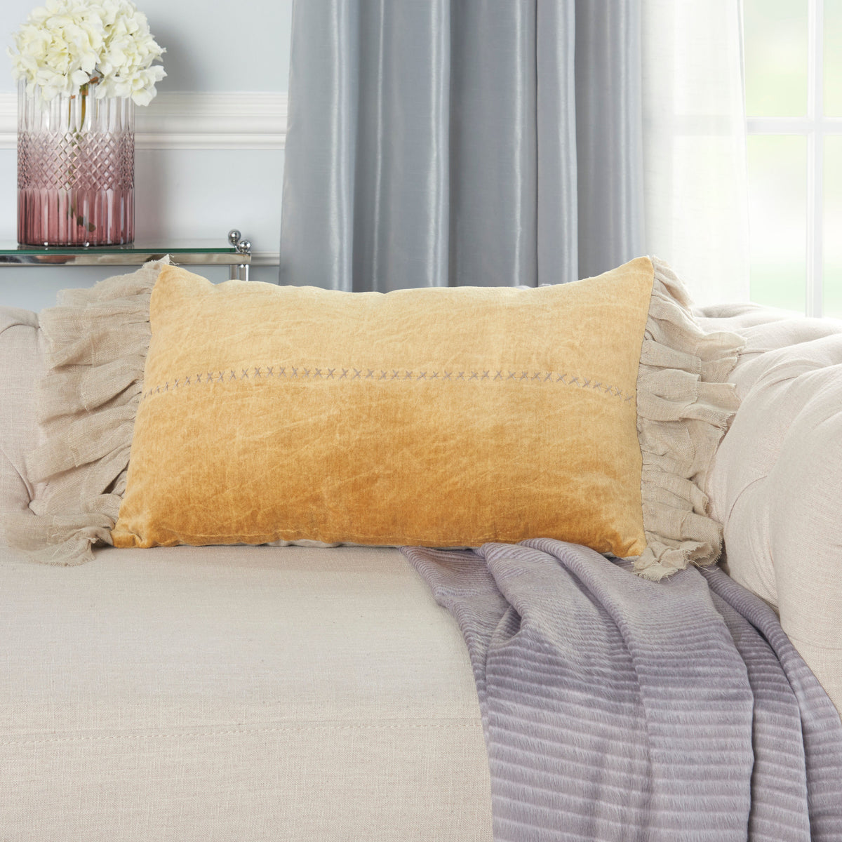 Sofia GE903 Yellow 14" x 22" Throw Pillows