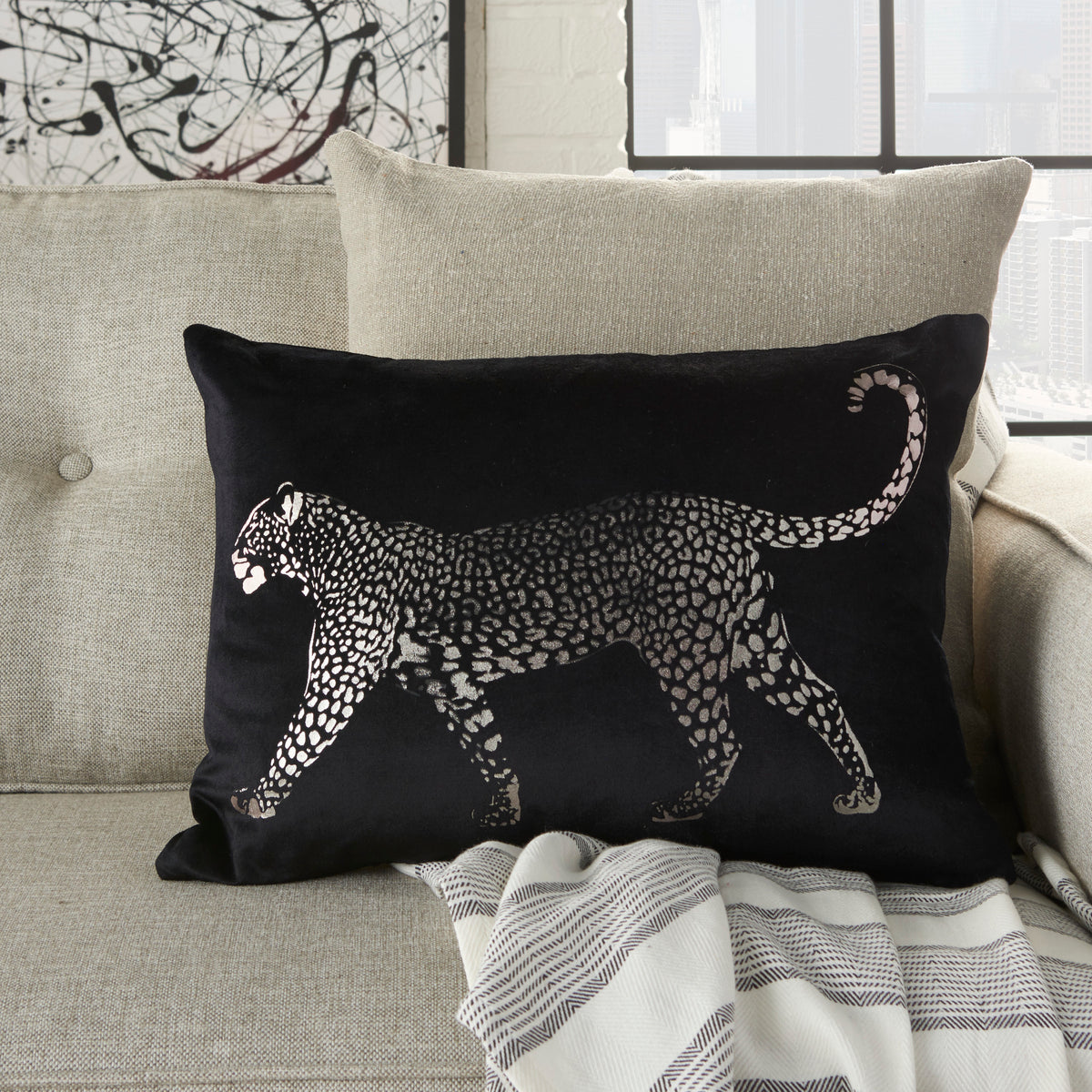Sofia AC203 Black 14" x 20" Throw Pillows