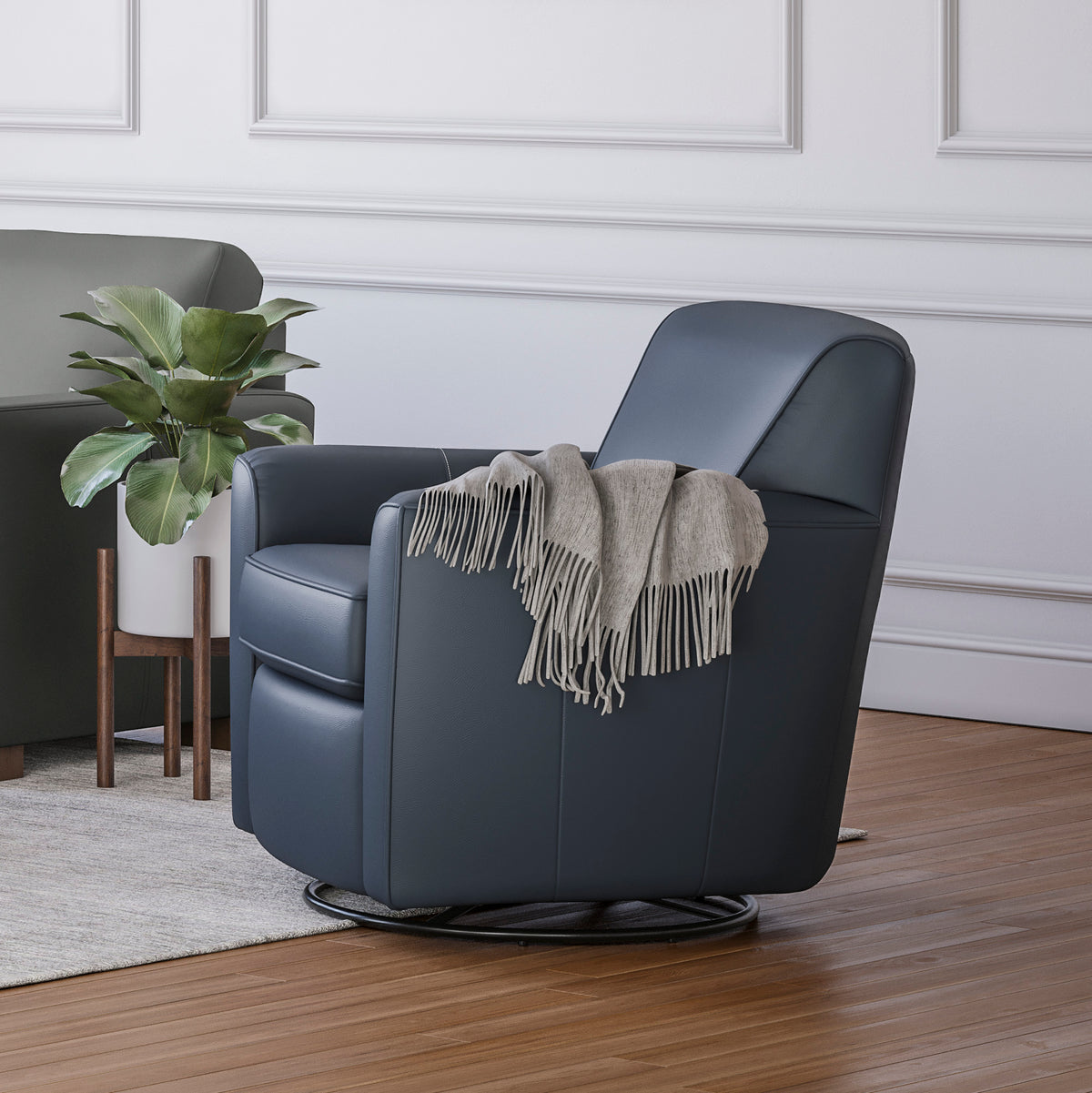 Kingman Leather Swivel Glider