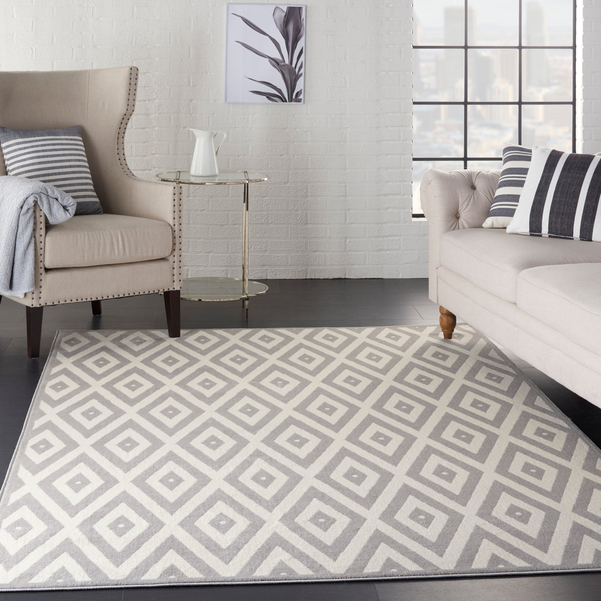 Grafix GRF18 White/Grey Rug