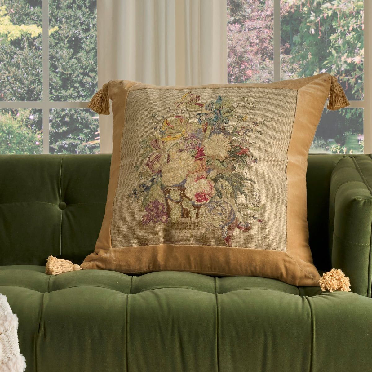 Vintage Pillow V8061 Beige 25" x 25" Throw Pillows