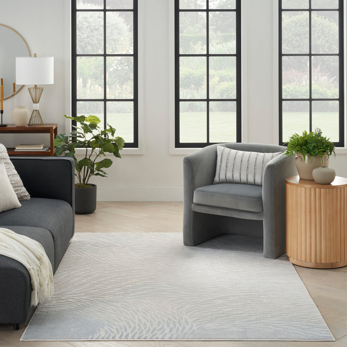 Lillian LIL04 Ivory Grey Rug